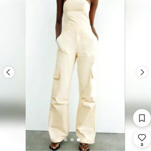 Zara Strapless Pale Yellow Jumpsuit
